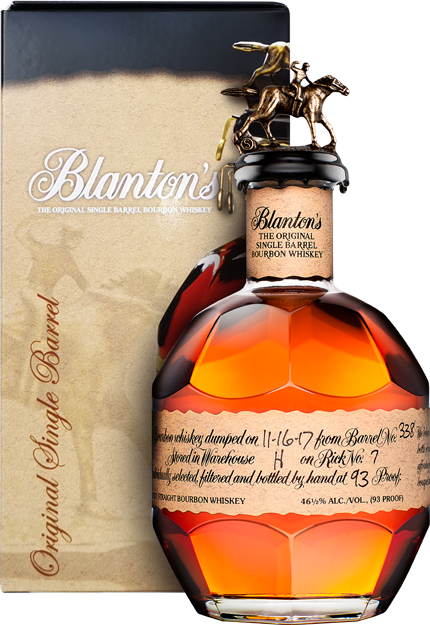 Botella de Blanton's Original Single Barrel Bourbon con estuche